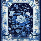 Ultra Soft Area Rug, Non Slip, Stain Resistant, Washable Area Rugs for Living Room, Bedroom, Sophisticated Floral Chinoiserie Aesthetic(Blue)
