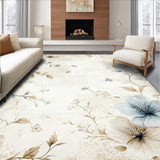 Ultra Soft Area Rug, Non Slip, Stain Resistant, Washable Area Rugs for Living Room, Bedroom, Watercolor Bloom Area for Bathroom with Delicate Floral Design(Beige)