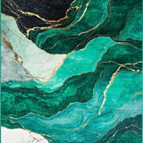 Ultra Soft Area Rug, Non Slip, Stain Resistant, Washable Area Rugs for Living Room, Bedroom, Sleek Emerald Marble Motif(Green)