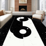 Ultra Soft Area Rug, Non Slip, Stain Resistant, Washable Area Rugs for Living Room, Bedroom, Trendy Modern Yin Yang Motif(Black)
