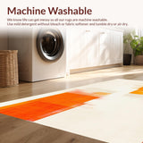 Ultra Soft Area Rug, Non Slip, Stain Resistant, Washable Area Rugs for Living Room, Bedroom, Dynamic Linear Color Block Arrangement(White)