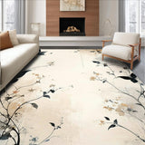Artistic Nature Inspired Area with Fluttering Wing and Petal Design(Beige)
