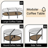 ODIKA Oval Mod Marble 3 Piece Coffee Table