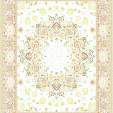 Ultra Soft Area Rug, Non Slip, Stain Resistant, Washable Area Rugs for Living Room, Bedroom, Artisan with Symmetrical Floral Petals and Dot Details(White)