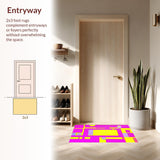 Ultra Soft Area Rug, Non Slip, Stain Resistant, Washable Area Rugs for Living Room, Bedroom, Eclectic Color Burst Geometric Style(Pink)