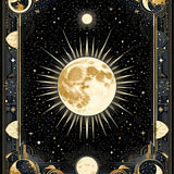 Ultra Soft Area Rug, Non Slip, Stain Resistant, Washable Area Rugs for Living Room, Bedroom, Mystical Occult Crescent Motif(Gold)