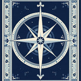 Ultra Soft Area Rug, Non Slip, Stain Resistant, Washable Area Rugs for Living Room, Bedroom, Coastal Nautical Compass Aesthetic(Blue)