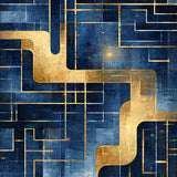 Ultra Soft Area Rug, Non Slip, Stain Resistant, Washable Area Rugs for Living Room, Bedroom, Ombre Geometric Maze Rug with Blue and Gold Gradient, Modern Abstract Design(Blue)