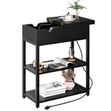 ODIKA Black Studio End Table with Charging Station