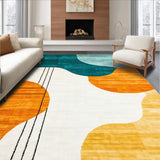 Ultra Soft Area Rug, Non Slip, Stain Resistant, Washable Area Rugs for Living Room, Bedroom, Artistic Teal and Rust Brush Strokes(White)