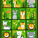 Ultra Soft Area Rug, Non Slip, Stain Resistant, Washable Area Rugs for Living Room, Bedroom, Joyful Circular Animal Playground Concept(Green)
