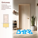 Ultra Soft Area Rug, Non Slip, Stain Resistant, Washable Area Rugs for Living Room, Bedroom, Playful Fluffy Cloud Motif(Blue)