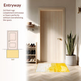 Ultra Soft Area Rug, Non Slip, Stain Resistant, Washable Area Rugs for Living Room, Bedroom, Artistic Yellow and White Fusion(Yellow)
