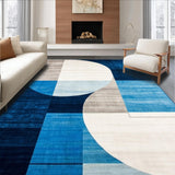 Ultra Soft Area Rug, Non Slip, Stain Resistant, Washable Area Rugs for Living Room, Bedroom, Abstract Blue & Beige Round Modern Design(Blue)