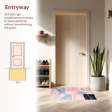 Ultra Soft Area Rug, Non Slip, Stain Resistant, Washable Area Rugs for Living Room, Bedroom, Sleek Light Luxury Geometric Texture(Pink)