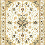Ultra Soft Area Rug, Non Slip, Stain Resistant, Washable Area Rugs for Living Room, Bedroom, Graceful Medallion Area Non Slip Vintage Style Beige(White)