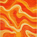 Ultra Soft Area Rug, Non Slip, Stain Resistant, Washable Area Rugs for Living Room, Bedroom, Retro-Inspired Colorful Wave Pattern(Orange)