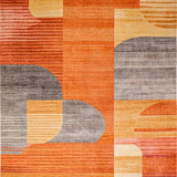 Ultra Soft Area Rug, Non Slip, Stain Resistant, Washable Area Rugs for Living Room, Bedroom, Earthy Toned Modern Artistry(Orange)
