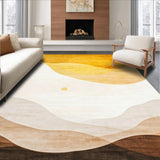 Ultra Soft Area Rug, Non Slip, Stain Resistant, Washable Area Rugs for Living Room, Bedroom, Sunrise Hues Abstract Area Entry Accent Faux Wool Door Mat(Gold)