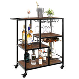ODIKA Top Shelf Bar Cart with Wine Rack and Glass Holder