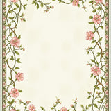Ultra Soft Area Rug, Non Slip, Stain Resistant, Washable Area Rugs for Living Room, Bedroom, Chic Boho Floral Green Vines Pink Bloom Neutral Tones(Beige)