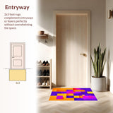 Ultra Soft Area Rug, Non Slip, Stain Resistant, Washable Area Rugs for Living Room, Bedroom, Eye-catching Lively Tiled Arrangement(Purple)