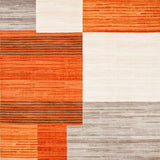 Ultra Soft Area Rug, Non Slip, Stain Resistant, Washable Area Rugs for Living Room, Bedroom, Bold Textured Geometric Arrangement(Orange)