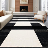 Ultra Soft Area Rug, Non Slip, Stain Resistant, Washable Area Rugs for Living Room, Bedroom, Elegant Striped Rug With Symmetrical Black And White Banding Pattern(Black)