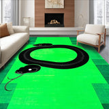 Ultra Soft Area Rug, Non Slip, Stain Resistant, Washable Area Rugs for Living Room, Bedroom, Sleek Emerald Abstract Snake Motif(Green)