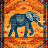 Ultra Soft Area Rug, Non Slip, Stain Resistant, Washable Area Rugs for Living Room, Bedroom, Colorful Floral Elephant Illustration(Orange)