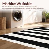 Ultra Soft Area Rug, Non Slip, Stain Resistant, Washable Area Rugs for Living Room, Bedroom, Striped Modern Rug(Black)