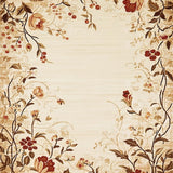 Ultra Soft Area Rug, Non Slip, Stain Resistant, Washable Area Rugs for Living Room, Bedroom, Countryside Collection Rustic Floral Medley Design(Beige)