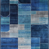 Ultra Soft Area Rug, Non Slip, Stain Resistant, Washable Area Rugs for Living Room, Bedroom, Modern Whimsical Patterned Flair(Blue)