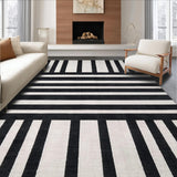 Ultra Soft Area Rug, Non Slip, Stain Resistant, Washable Area Rugs for Living Room, Bedroom, Geometric Stripe Area Rug: Contemporary Design(Black)