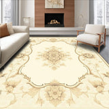 Ethereal Scallop Floral Medallion – Beige Area with Flowing Design(Beige)