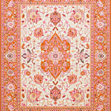 Ultra Soft Area Rug, Non Slip, Stain Resistant, Washable Area Rugs for Living Room, Bedroom, Lively Orange Garden Inspired Rug(Orange)