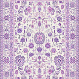 Ultra Soft Area Rug, Non Slip, Stain Resistant, Washable Area Rugs for Living Room, Bedroom, Charming Round Blooming Fantasy(White)