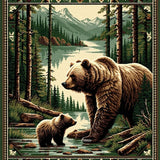 Ultra Soft Area Rug, Non Slip, Stain Resistant, Washable Area Rugs for Living Room, Bedroom, Rustic Multicolor Bear Scene(Brown)