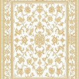 Ultra Soft Area Rug, Non Slip, Stain Resistant, Washable Area Rugs for Living Room, Bedroom, Vintage Elegance Round Area with Ornate Detailing in Beige(Gold)