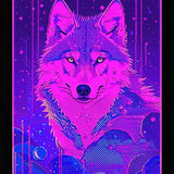 Ultra Soft Area Rug, Non Slip, Stain Resistant, Washable Area Rugs for Living Room, Bedroom, Eclectic Multi-Hued Wolf Design(Purple)