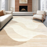Minimalist Featuring Beige Tones and Abstract Linear Wave Design(Beige)