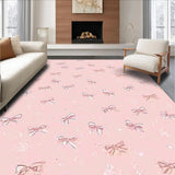 Ultra Soft Area Rug, Non Slip, Stain Resistant, Washable Area Rugs for Living Room, Bedroom, Adorable Bow Ribbon Light Pink Floor Runner(Pink)