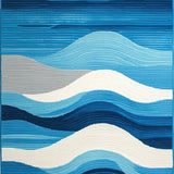 Ultra Soft Area Rug, Non Slip, Stain Resistant, Washable Area Rugs for Living Room, Bedroom, Serene Coastal Abstract Design(Blue)