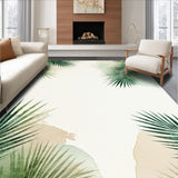 Jungle Serenity Area Green Beige Palm Frond Design(Beige)