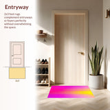 Ultra Soft Area Rug, Non Slip, Stain Resistant, Washable Area Rugs for Living Room, Bedroom, Elegant Bright Hued Flowing Design(Yellow)
