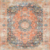 Ultra Soft Area Rug, Non Slip, Stain Resistant, Washable Area Rugs for Living Room, Bedroom, Ultra Soft Washable Carpet, Faded Traditional Medallion Pattern(Orange)