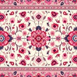 Ultra Soft Area Rug, Non Slip, Stain Resistant, Washable Area Rugs for Living Room, Bedroom, Charming Pink Rustic Blossom Design(White)