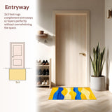 Ultra Soft Area Rug, Non Slip, Stain Resistant, Washable Area Rugs for Living Room, Bedroom, Lively Eclectic Circular Elements(Yellow)