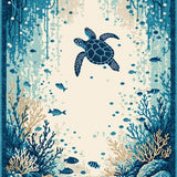 Ultra Soft Area Rug, Non Slip, Stain Resistant, Washable Area Rugs for Living Room, Bedroom, Charming Coastal Animal Print(Blue)