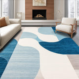 Ultra Soft Area Rug, Non Slip, Stain Resistant, Washable Area Rugs for Living Room, Bedroom, Sleek Minimalist Fluid Lines(Blue)